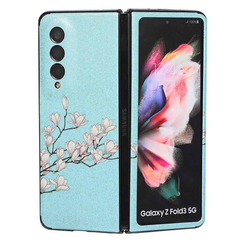 Glitter Powders Retro Flowers Phone Case For Samsung Galaxy Z Fold