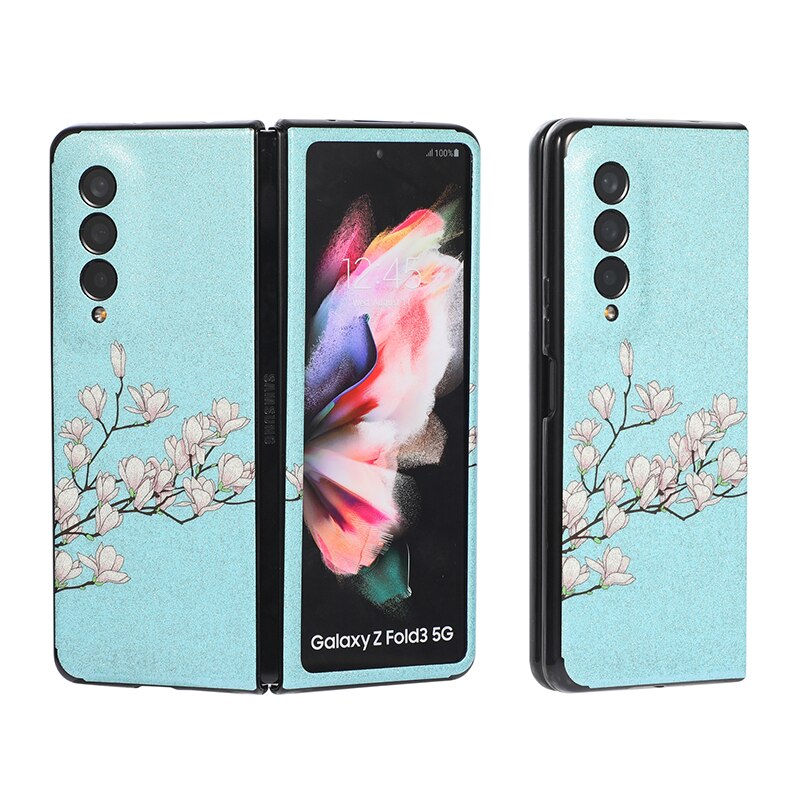 Glitter Powders Retro Flowers Phone Case For Samsung Galaxy Z Fold