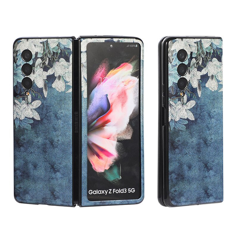 Glitter Powders Retro Flowers Phone Case For Samsung Galaxy Z Fold