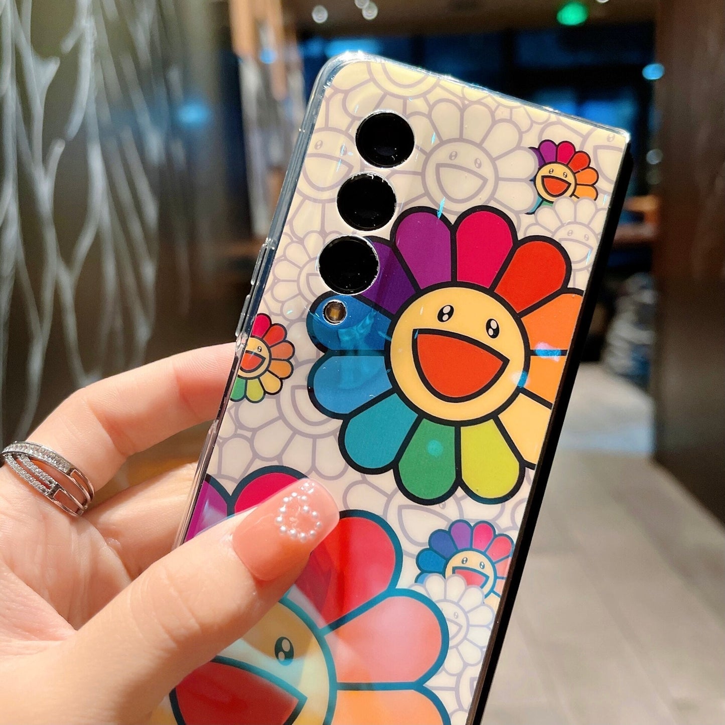 Cute Colorful Oil Painting Flower Phone Case For Samsung Galaxy Z Fold