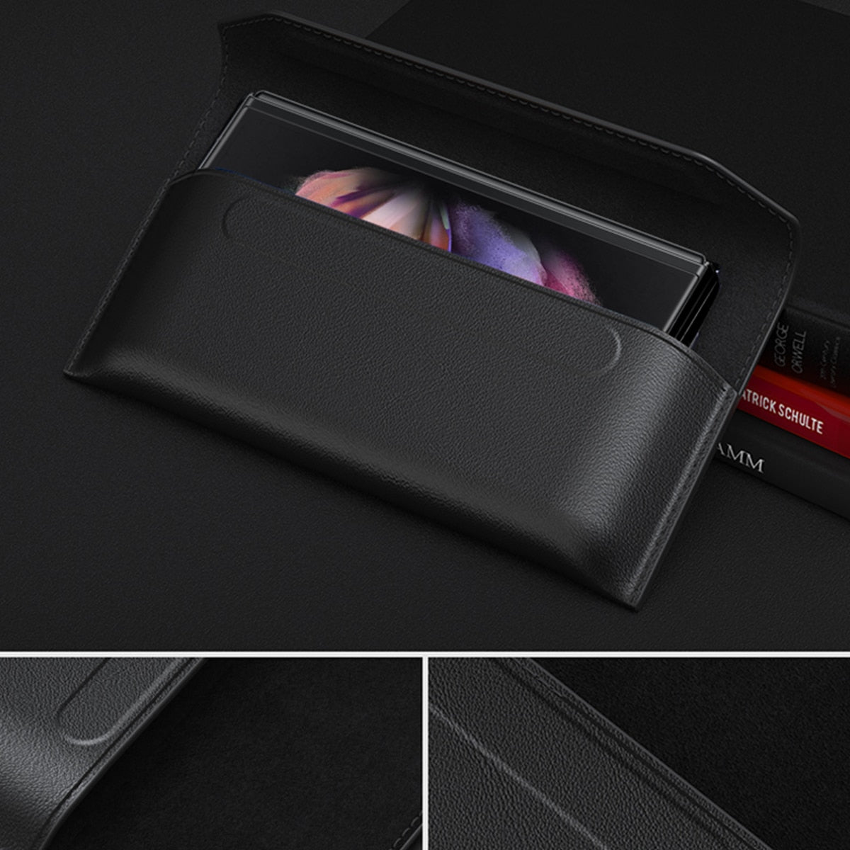 Genuine Leather Magnetic Pouch Case For Samsung Galaxy Z Fold Series