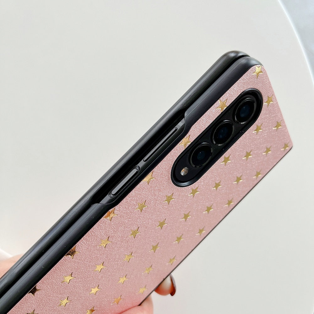 Luxury Gilding Stars PU Leather Phone Case For Samsung Galaxy Z Fold Series