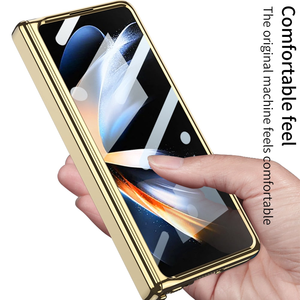 Magnetic Hinge Case with Glass Film Protective for Samsung Galaxy Z Fold Series