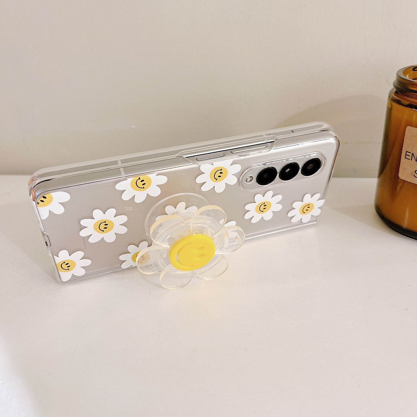 Cute Smile Sunflower HolderPhone Case For Samsung Galaxy Z Fold Series