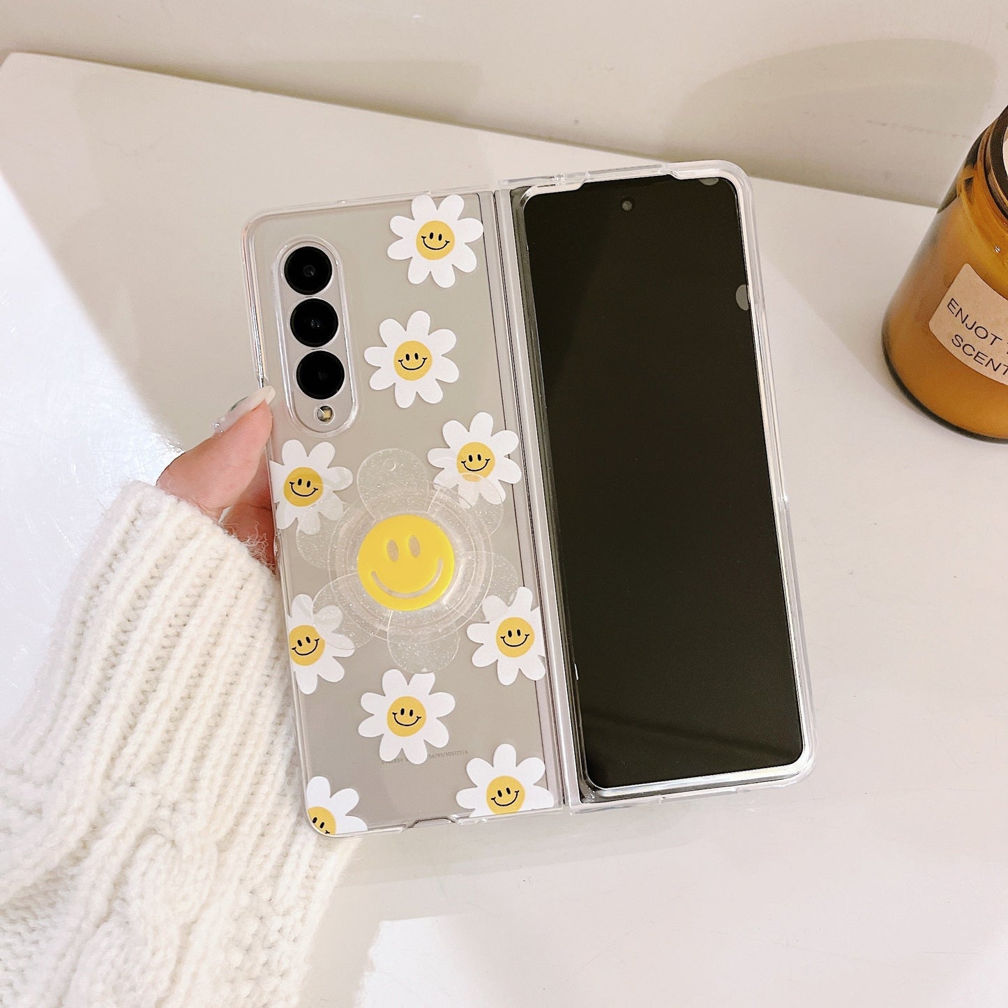 Cute Smile Sunflower HolderPhone Case For Samsung Galaxy Z Fold Series