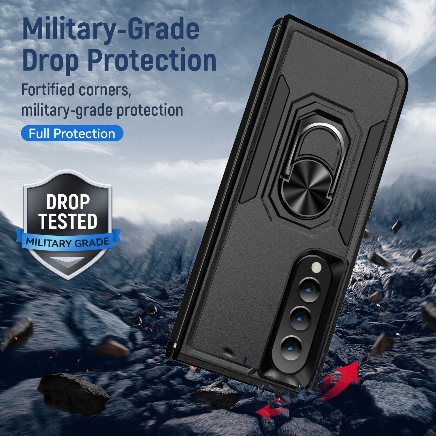Luxury Finger Ring Shockproof Case for Samsung Galaxy Z Fold Series