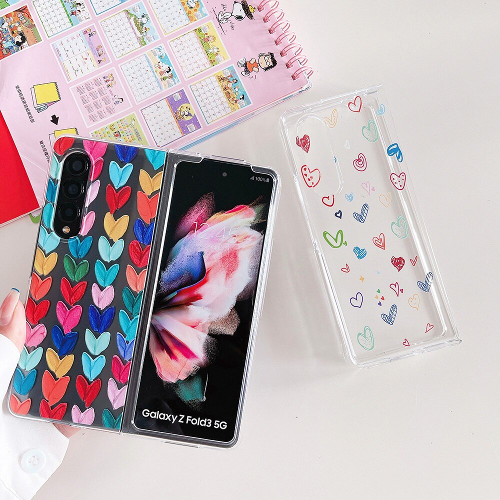 Woman Cute Colorful Love Heart Phone Case For Samsung Galaxy Z Fold