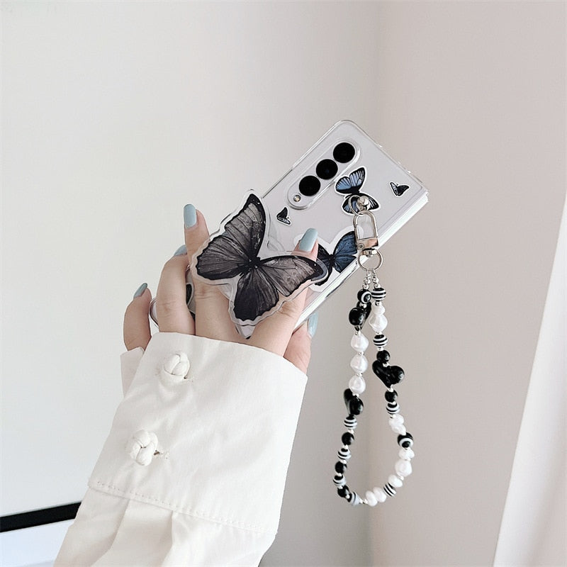 Black Butterfly Phone Stand Case for Samsung Galaxy Z Fold Series