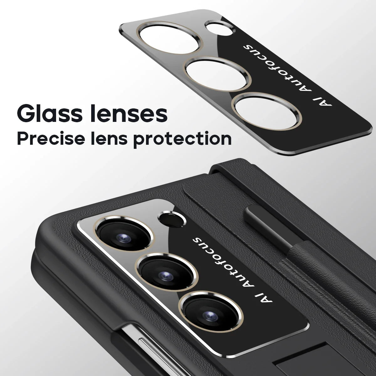 Leather Case With Touch Pen & Kickstand for Samsung Galaxy Z Fold 5