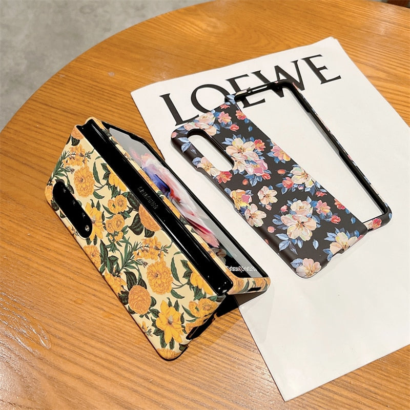 Retro Luminous Floral Case For Samsung Galaxy Z Fold Series