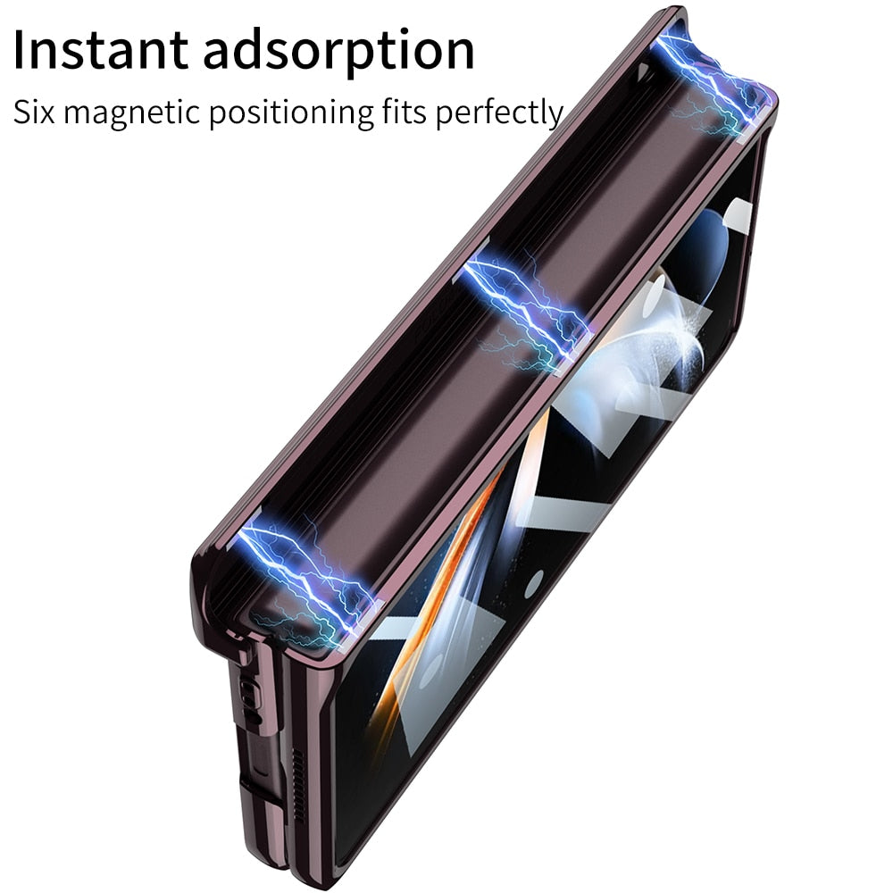 Magnetic Hinge Case with Glass Film Protective for Samsung Galaxy Z Fold Series
