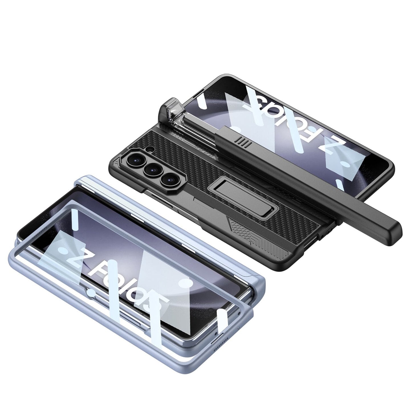 Armor Case with Magnetic Hinge Protection & Slide Pen Holder For Samsung Galaxy Z Fold 5