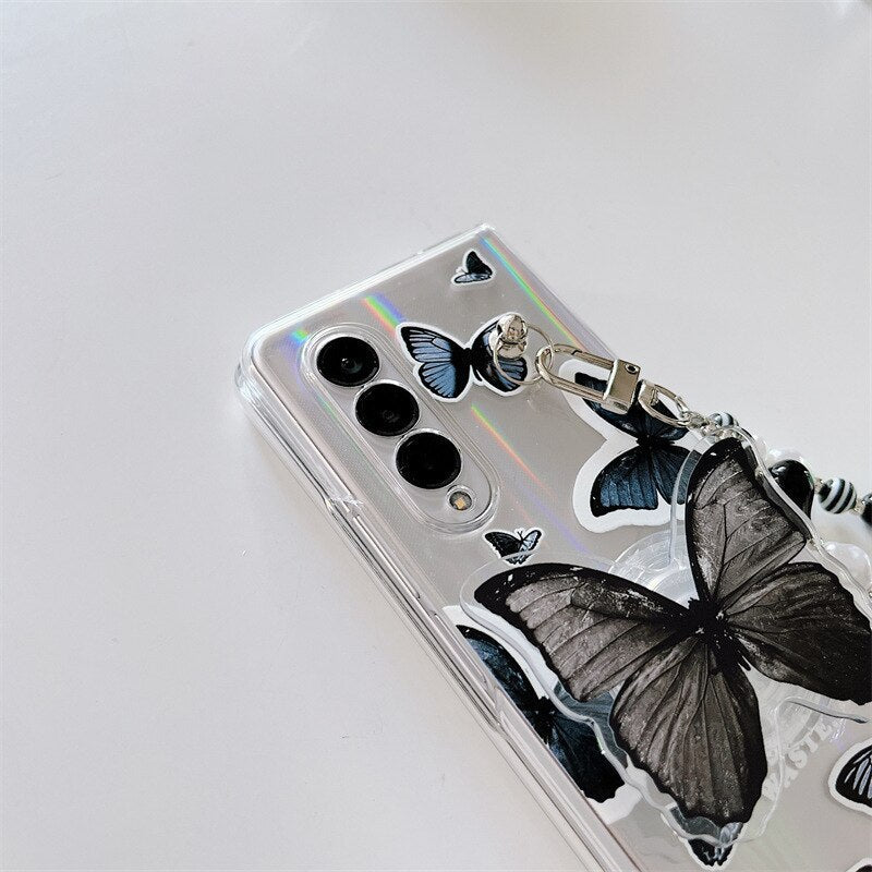 Black Butterfly Phone Stand Case for Samsung Galaxy Z Fold Series