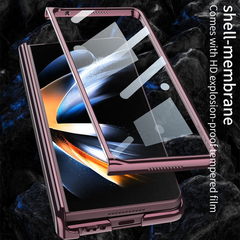 Magnetic Hinge Case with Glass Film Protective for Samsung Galaxy Z Fold Series