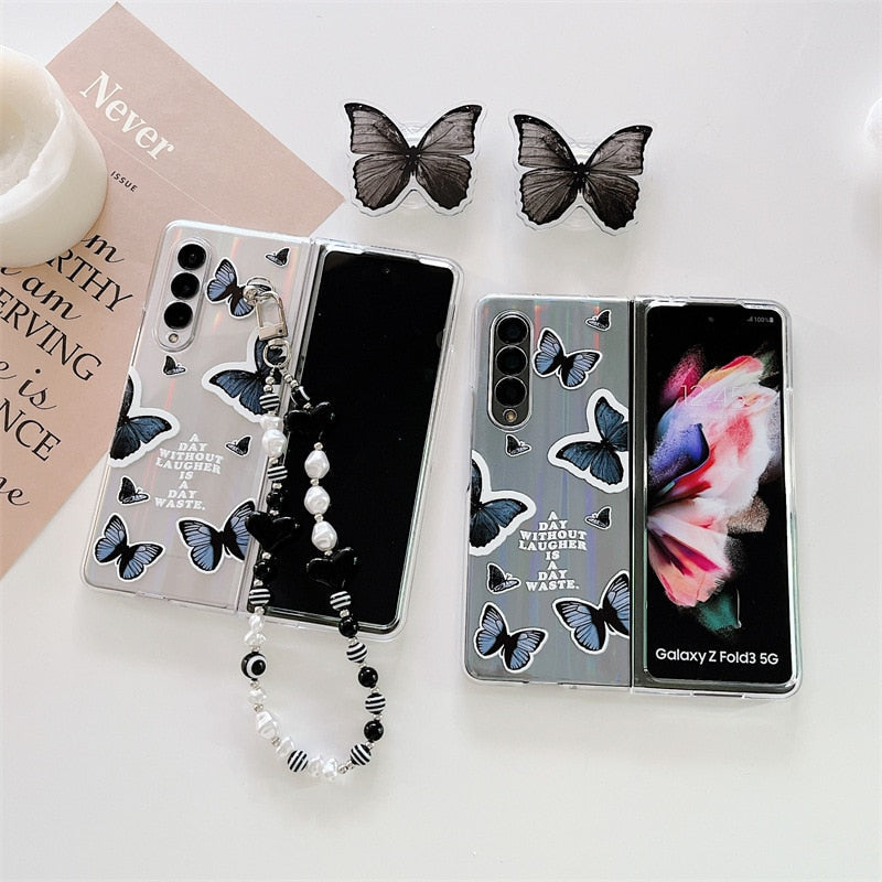 Black Butterfly Phone Stand Case for Samsung Galaxy Z Fold Series