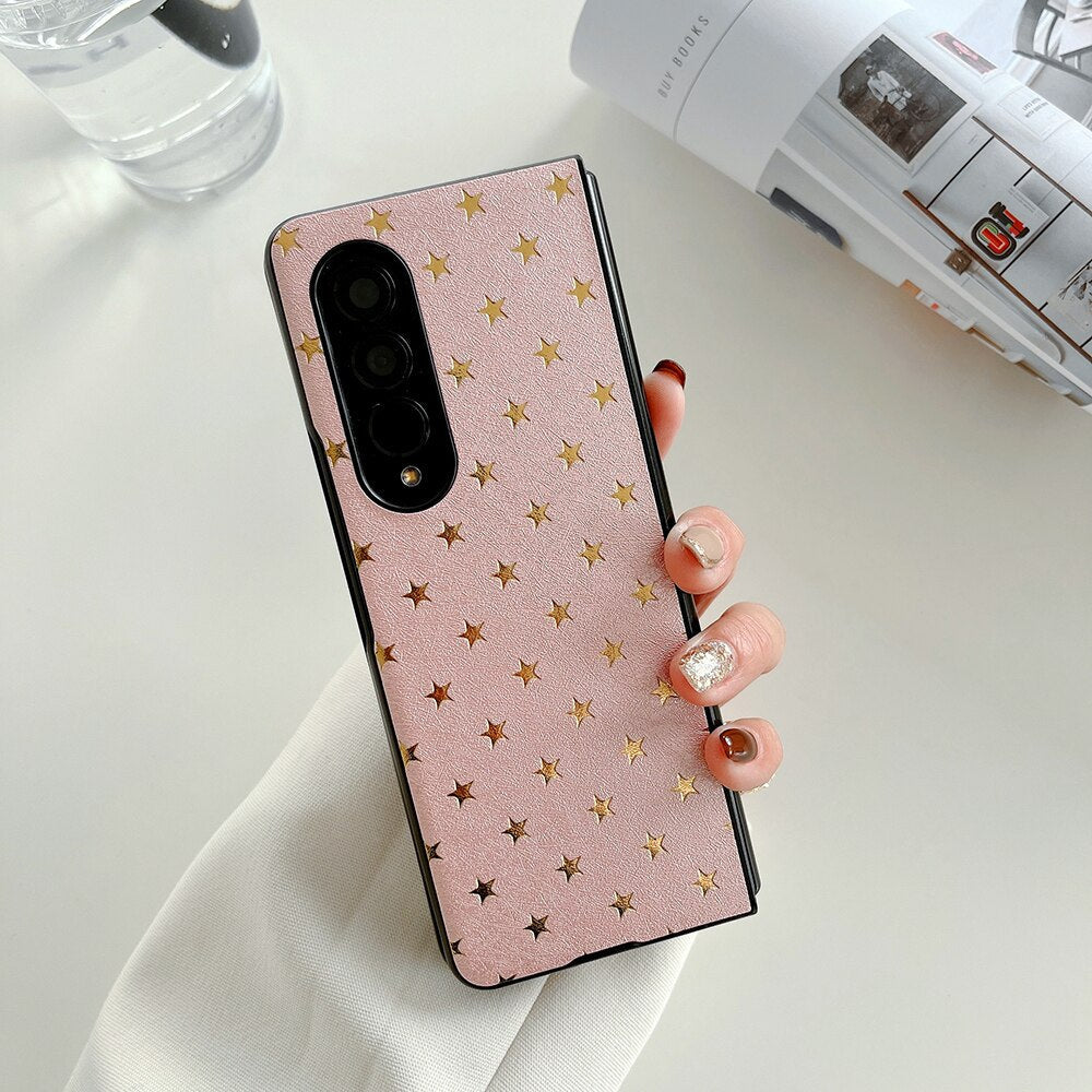 Luxury Gilding Stars PU Leather Phone Case For Samsung Galaxy Z Fold Series