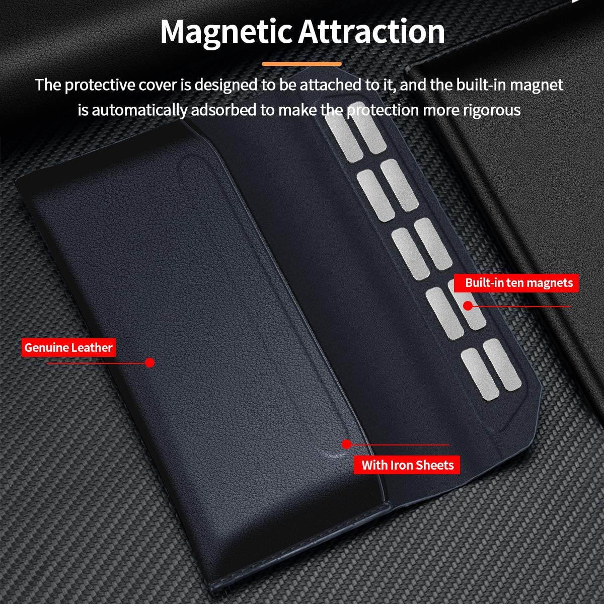 Genuine Leather Magnetic Pouch Case For Samsung Galaxy Z Fold Series