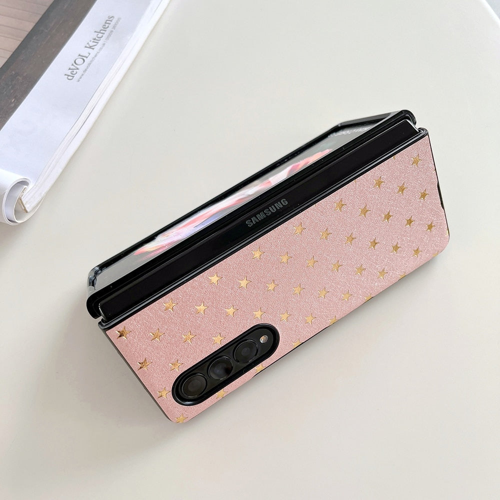 Luxury Gilding Stars PU Leather Phone Case For Samsung Galaxy Z Fold Series