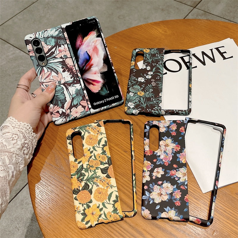 Retro Luminous Floral Case For Samsung Galaxy Z Fold Series