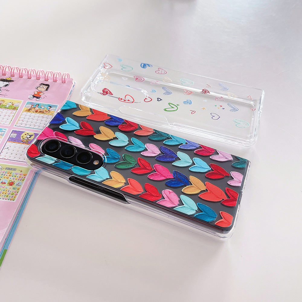 Woman Cute Colorful Love Heart Phone Case For Samsung Galaxy Z Fold