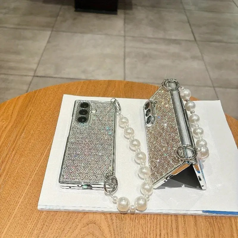 Luxury Diamond Pattern Case with Strap – For Samsung Z Fold & Z Flip Series