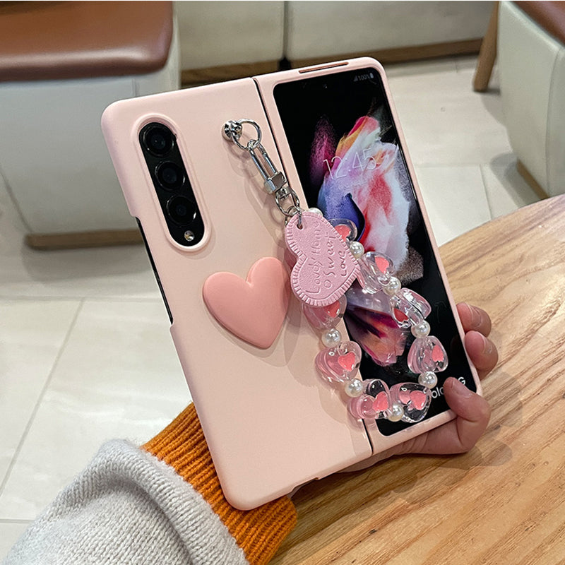 Cute 3D Heart Case With Bracelet For Galaxy Z FOLD