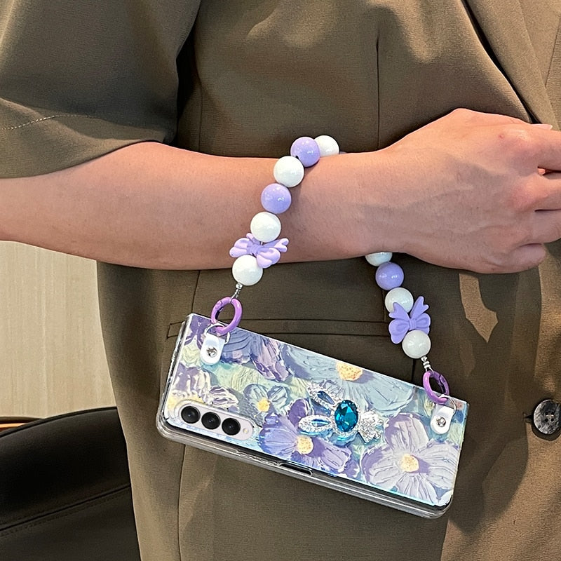Cute Flower Case  with Chain For Samsung Galaxy Z Fold Series