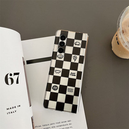 Cartoon Smiling Face Phone Stand Milk Cow Case for Samsung Galaxy Z Fold 4