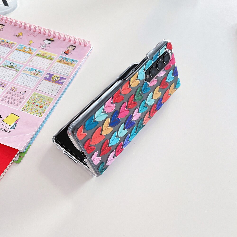Woman Cute Colorful Love Heart Phone Case For Samsung Galaxy Z Fold