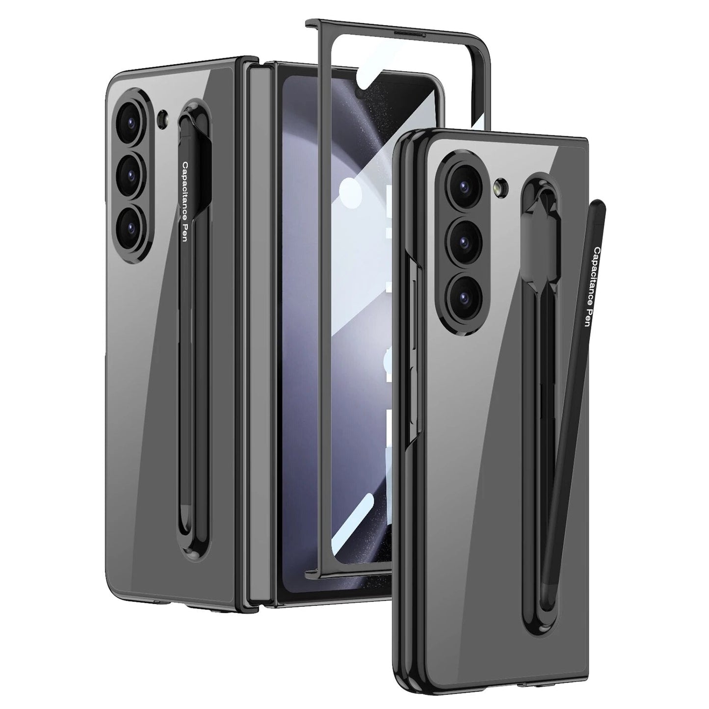 Transparent Case with Magnetic Hinge & Touch Pen For Galaxy Z Fold 5