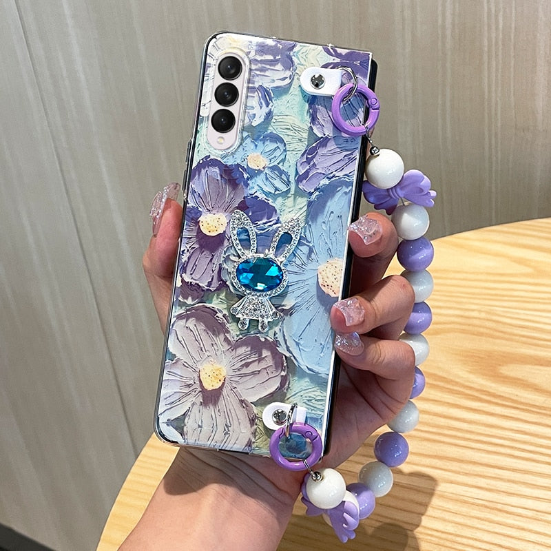 Cute Flower Case  with Chain For Samsung Galaxy Z Fold Series