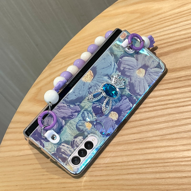 Cute Flower Case  with Chain For Samsung Galaxy Z Fold Series