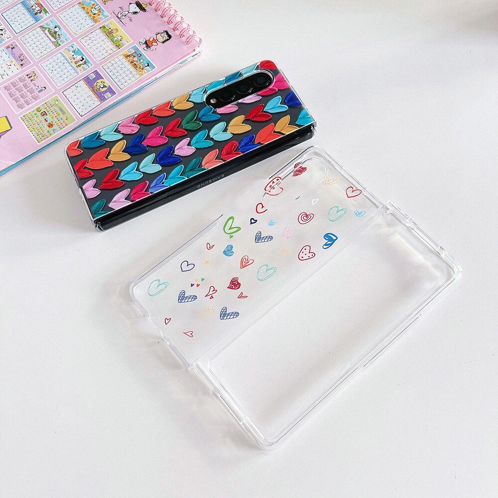 Woman Cute Colorful Love Heart Phone Case For Samsung Galaxy Z Fold