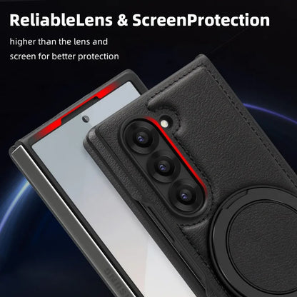 Leather Magnetic Ring Kickstand Case