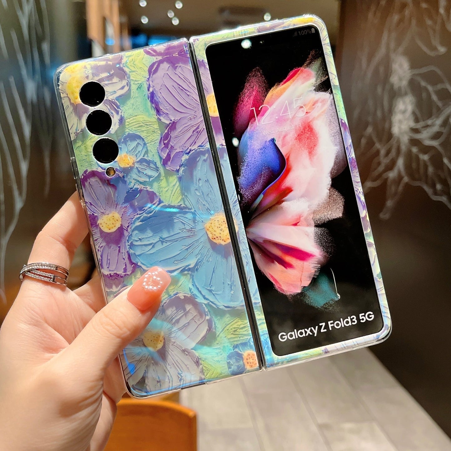Cute Colorful Oil Painting Flower Phone Case For Samsung Galaxy Z Fold