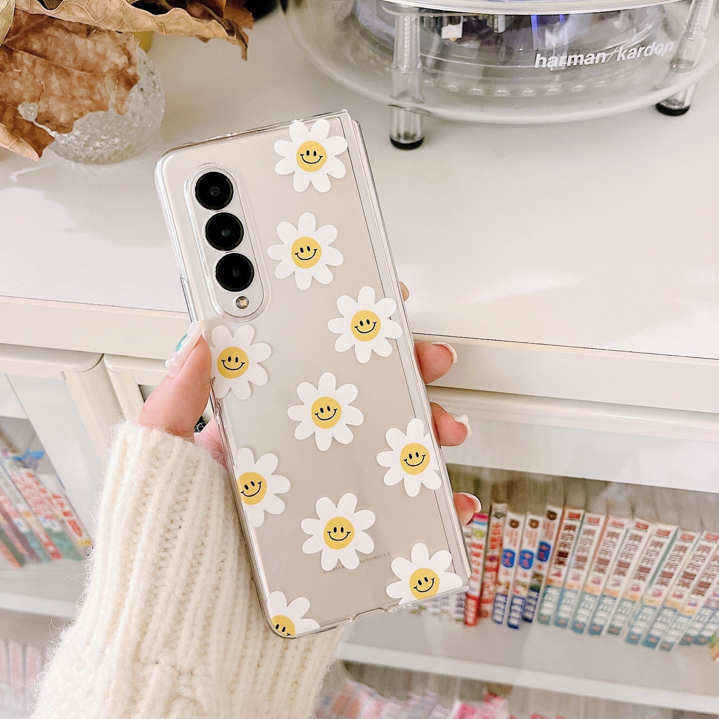 Cute Smile Sunflower HolderPhone Case For Samsung Galaxy Z Fold Series