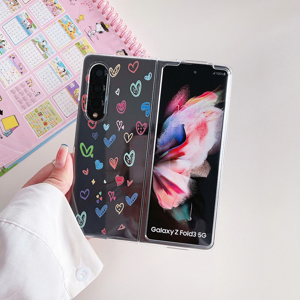 Woman Cute Colorful Love Heart Phone Case For Samsung Galaxy Z Fold