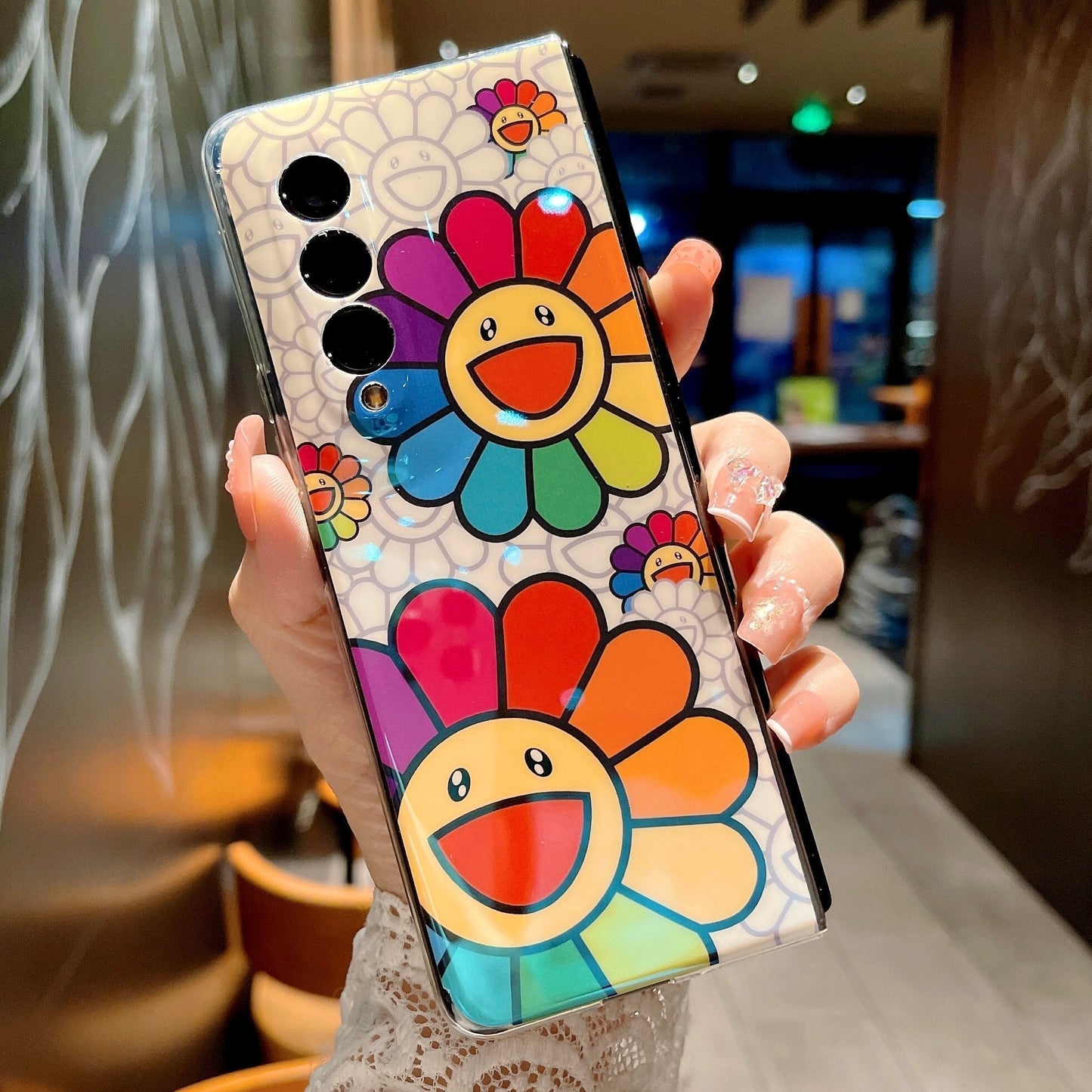 Cute Colorful Oil Painting Flower Phone Case For Samsung Galaxy Z Fold