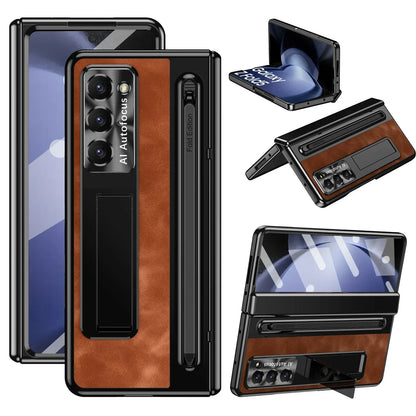 Leather Case With S Pen and Bracket for Samsung Galaxy Z Fold 6