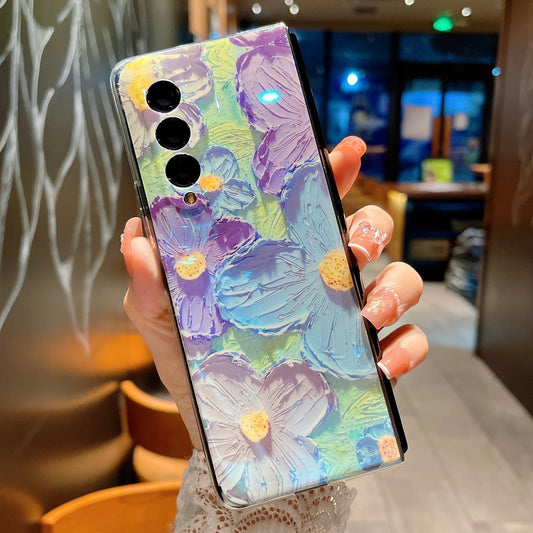 Cute Colorful Oil Painting Flower Phone Case For Samsung Galaxy Z Fold