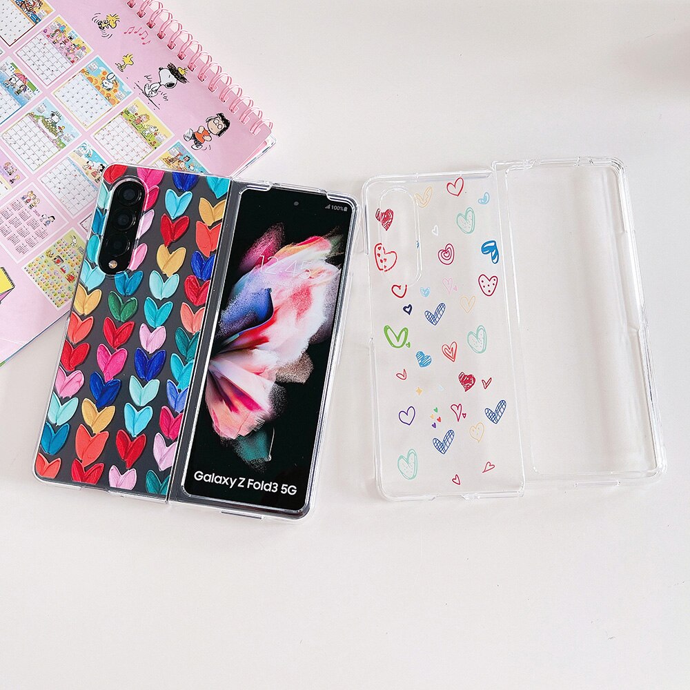 Woman Cute Colorful Love Heart Phone Case For Samsung Galaxy Z Fold