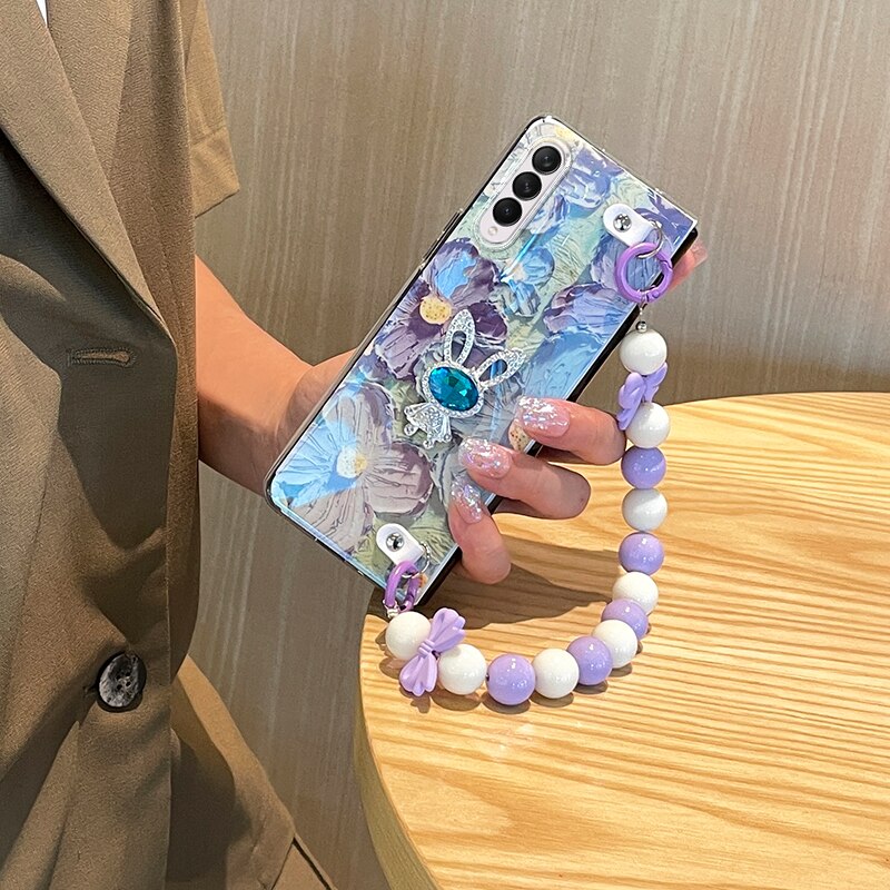 Cute Flower Case  with Chain For Samsung Galaxy Z Fold Series