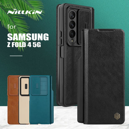 Luxury Leather Case With Pen Holder For Samsung Galaxy Z Fold 4