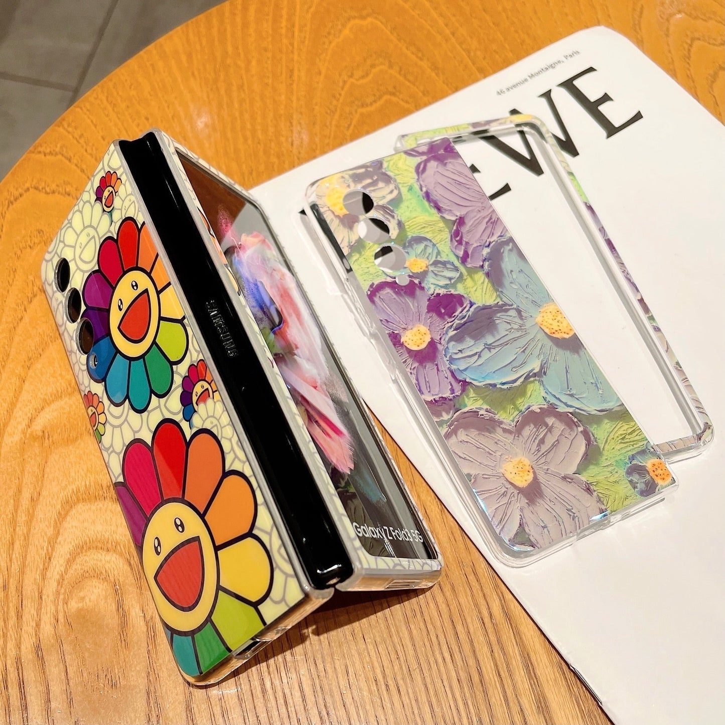 Cute Colorful Oil Painting Flower Phone Case For Samsung Galaxy Z Fold