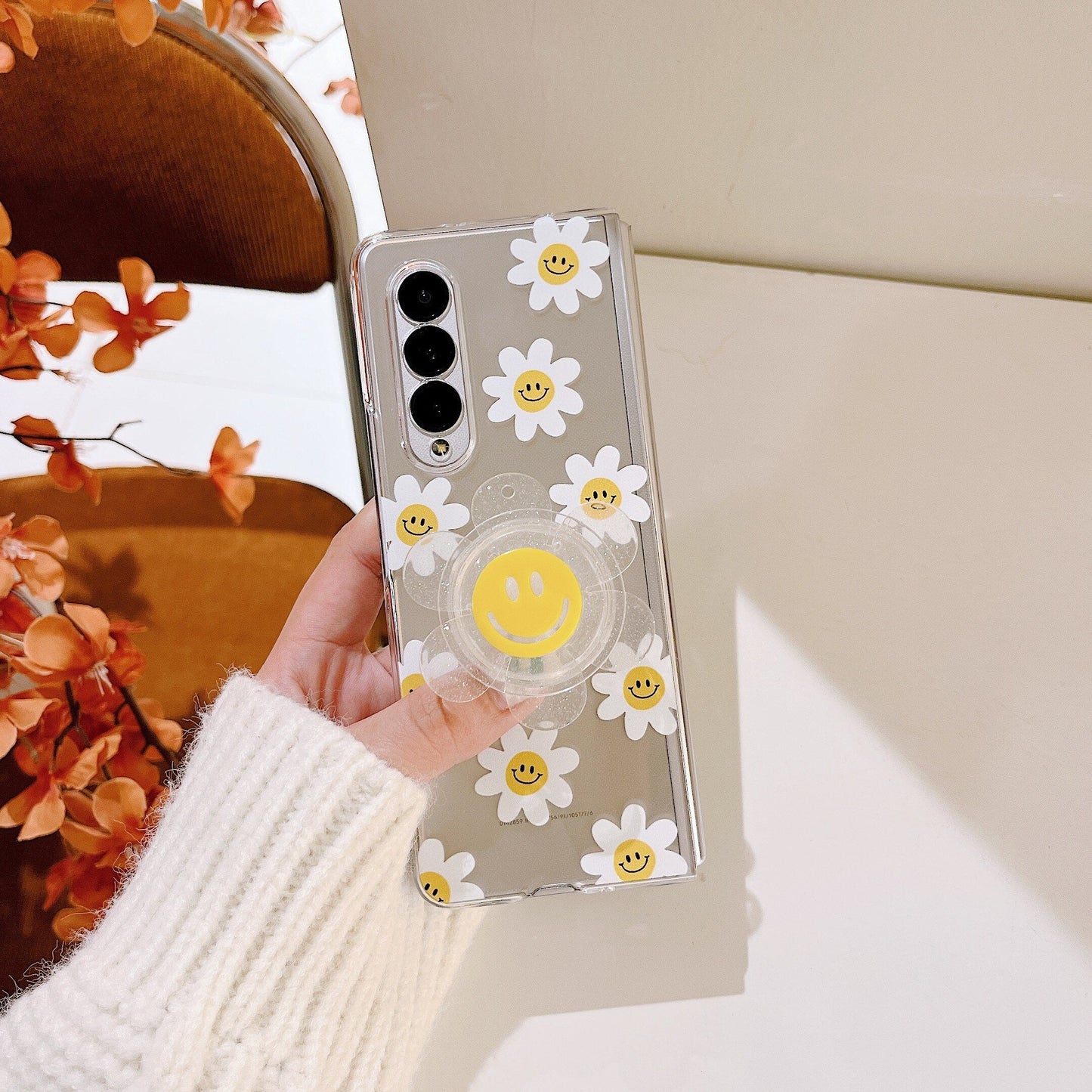 Cute Smile Sunflower HolderPhone Case For Samsung Galaxy Z Fold Series