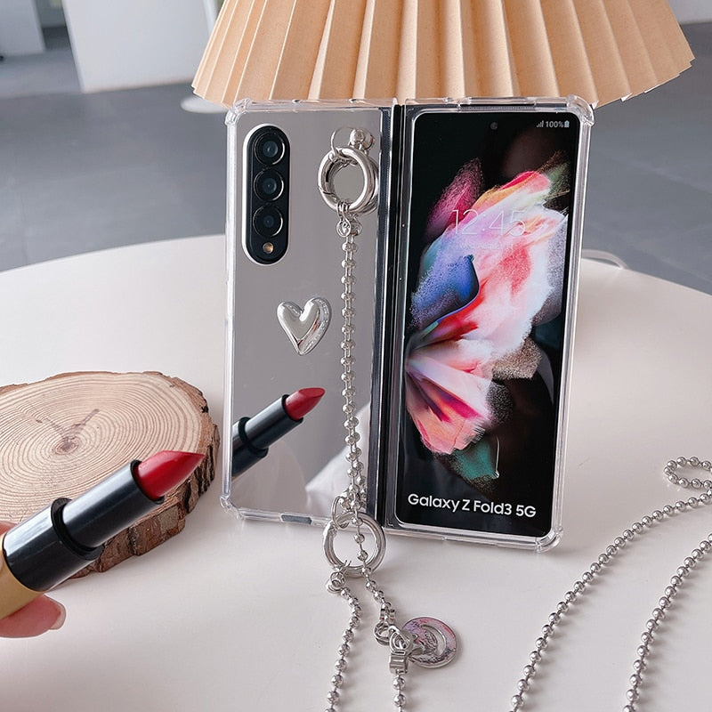 Mirror Case with Removable Chain For Samsung Galaxy Z FOLD
