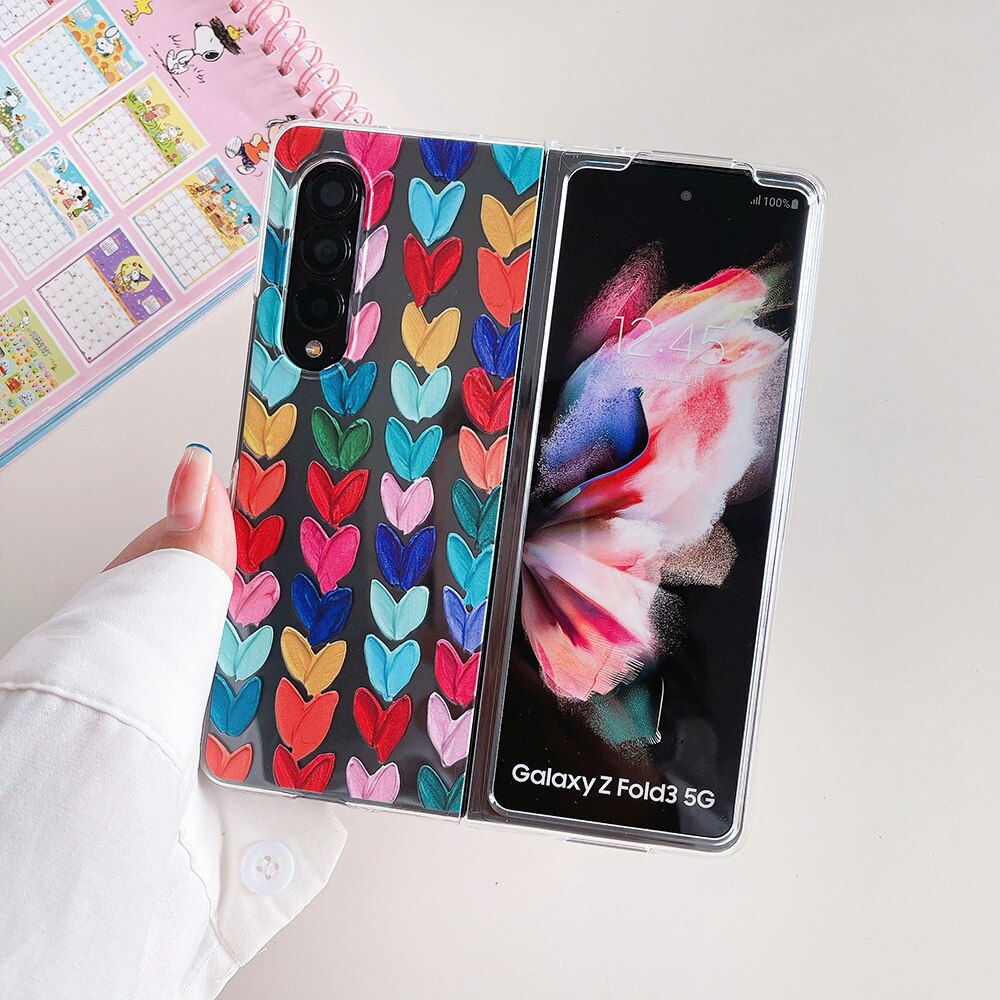 Woman Cute Colorful Love Heart Phone Case For Samsung Galaxy Z Fold