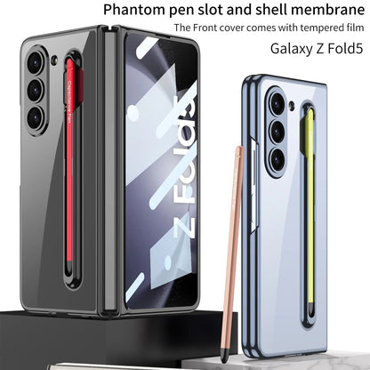 Transparent Case with Magnetic Hinge & Touch Pen For Galaxy Z Fold 5