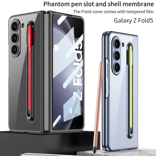 Transparent Case with Magnetic Hinge & Touch Pen For Galaxy Z Fold 5