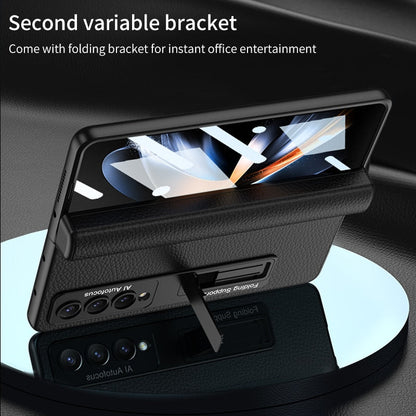 Magnetic Hinge Pen Slot Leather Case For Samsung Galaxy Z Fold 4